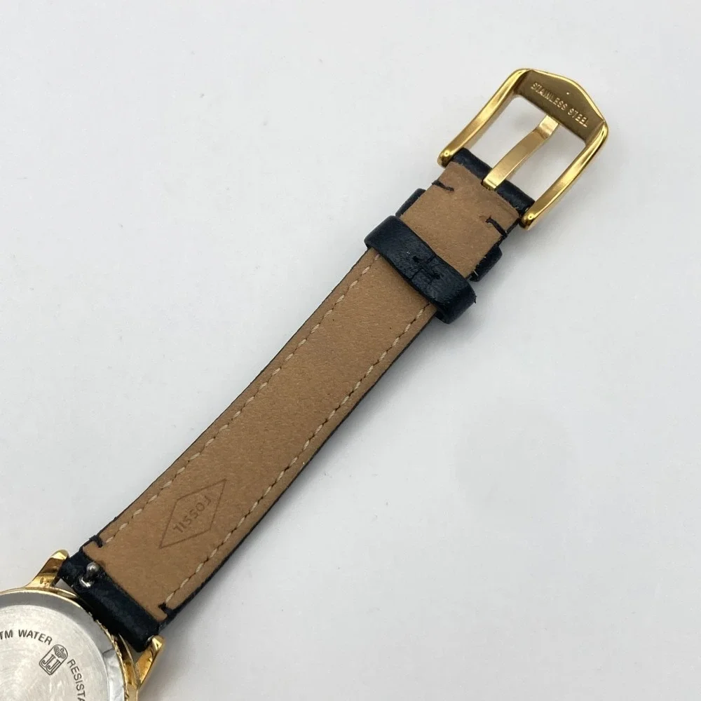 Vintage Jules Jurgensen Womens Watch Gold Tone 27mm Black Leather New Battery 8